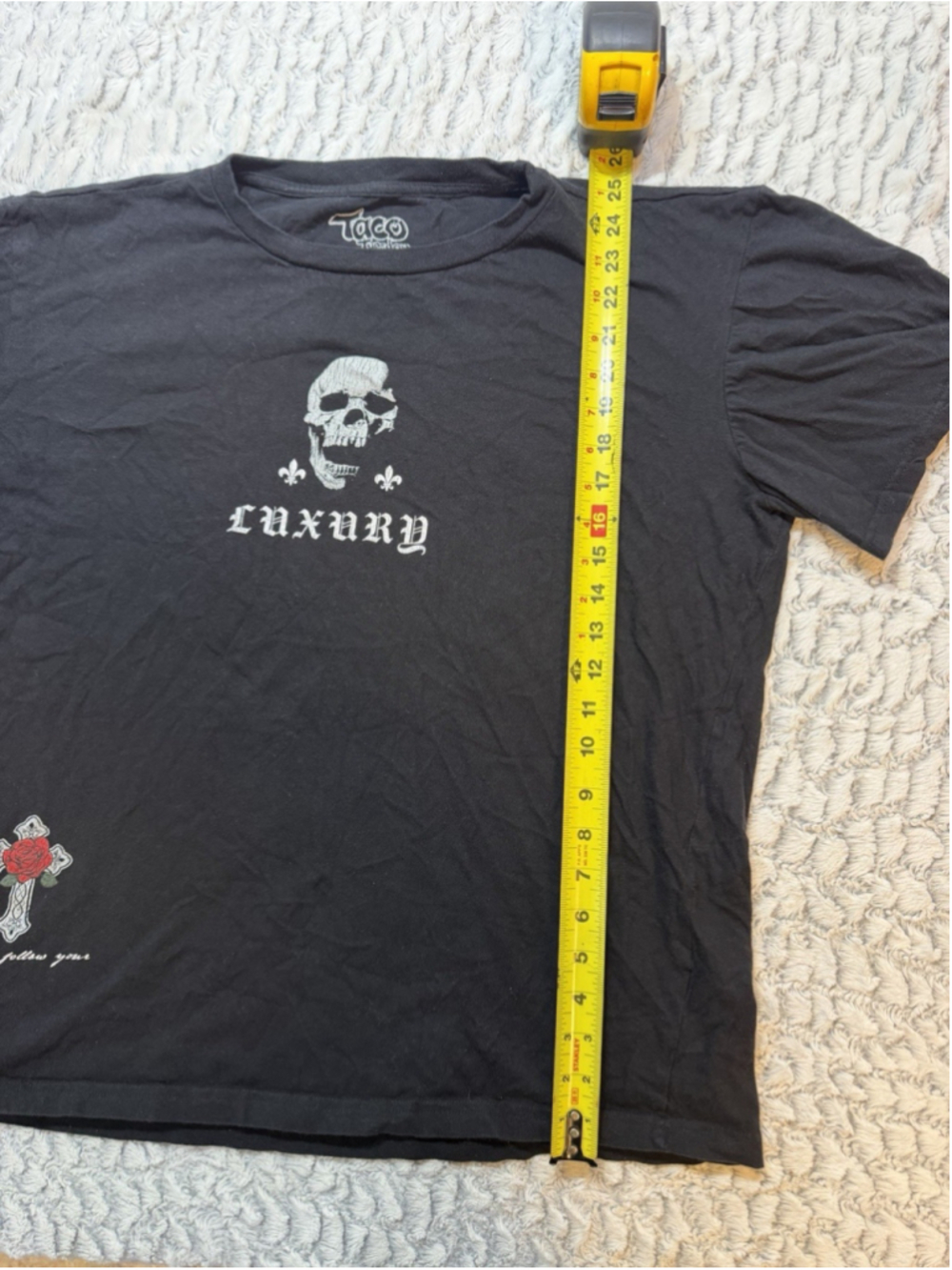 Taco Tuesday Men's Black Skull Graphic Print Crew Neck Short Sleeve T-Shirt XL - Picture 2 of 8